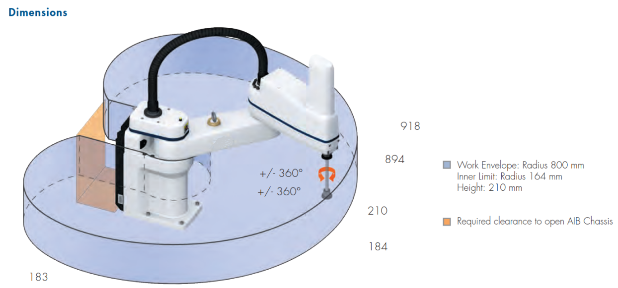 工业4轴Scara机器人5.5kg有效载荷800mm工作半径(图2) 工业4轴Scara机器人5.5kg有效载荷800mm工作半径(图2)